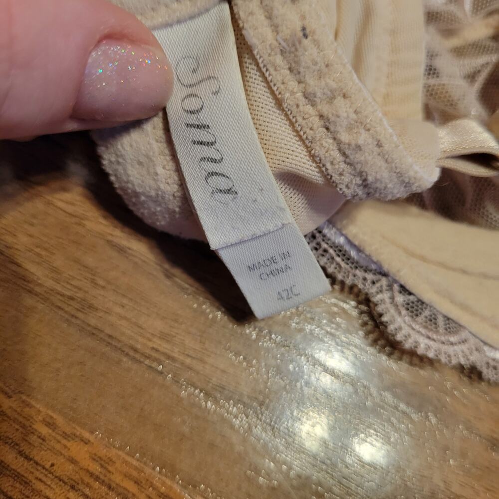 Soma, 32C | Lacy Lingerie Beige Bra Underwear - Picture 6 of 7